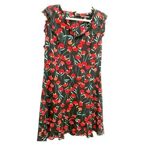 Karl Lagerfeld Red & Black Flower-Pattern Dress